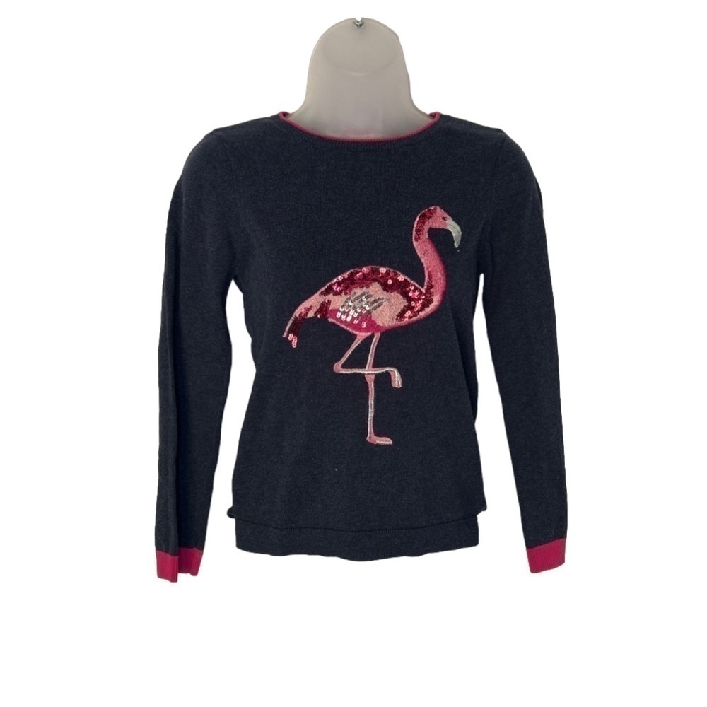 Joules Meryl Flamingo Knit Sweater navy and pink